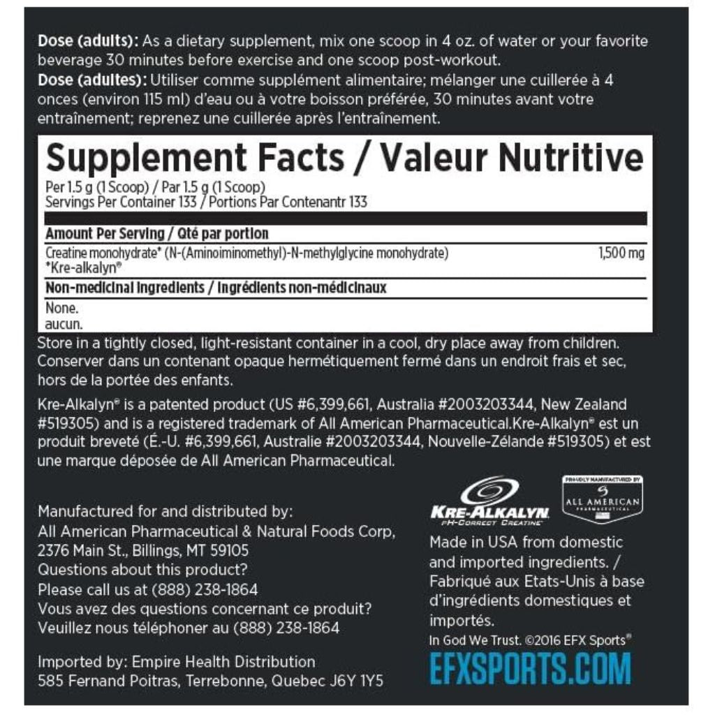 EFX Sports KRE-ALKALYN EFX POWDER, 133 Servings
