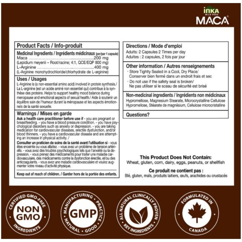 Inka Wild Peru MACA BLACK 4X w L-ARGININE, 90 VCaps