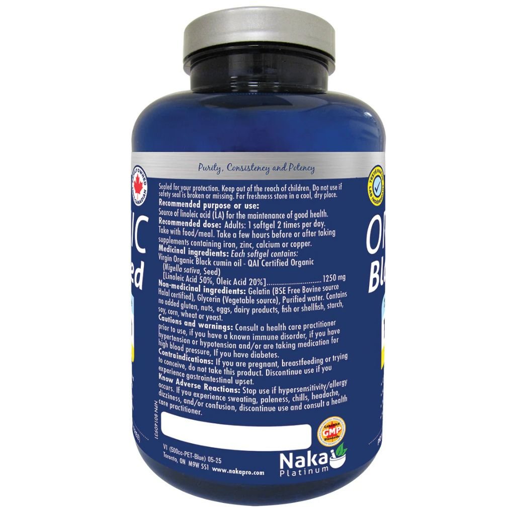 Naka ORGANIC BLACK SEED 1250mg, 80 Softgels