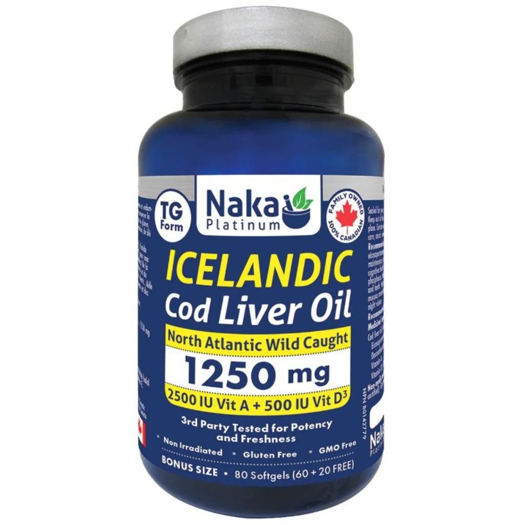 Naka Platinum ICELANDIC COD LIVER OIL, 1250 mg, 80 softgels