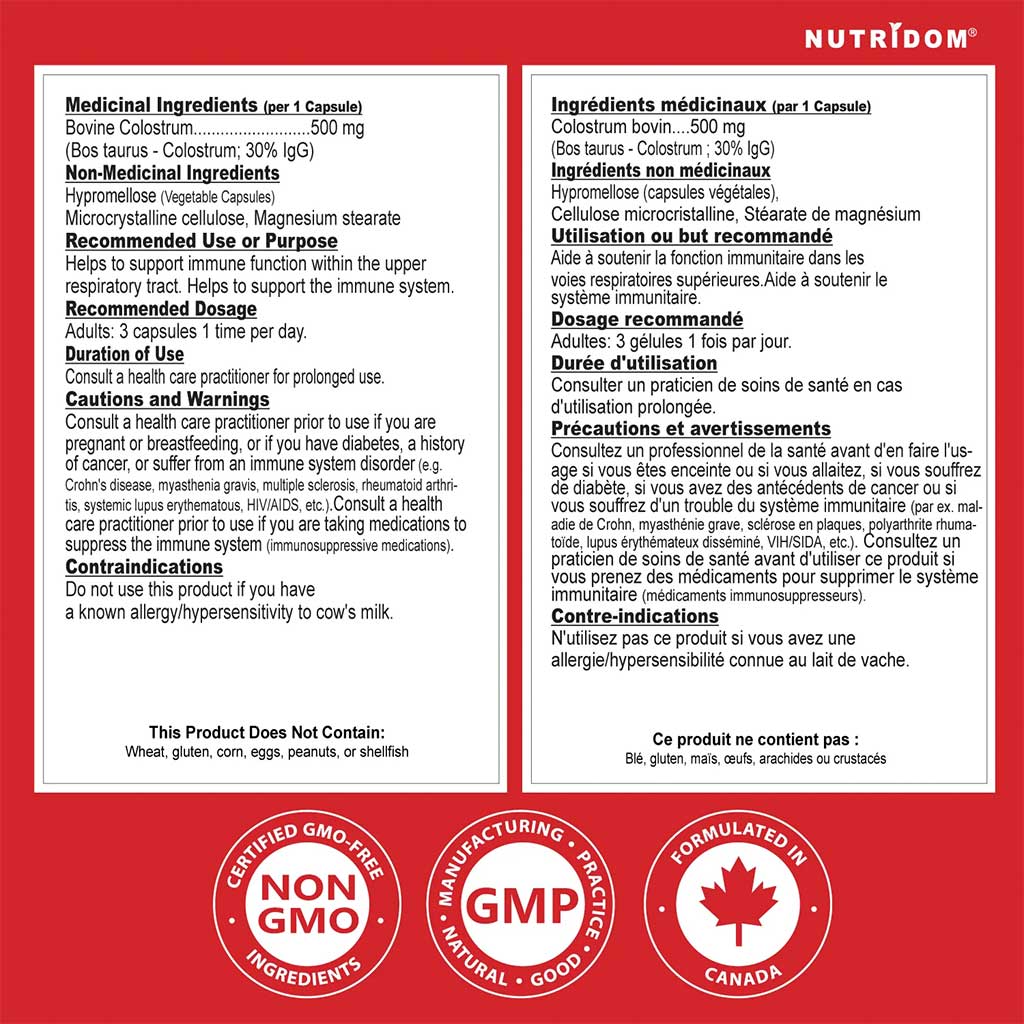 Nutridom BOVINE COLOSTRUM 500, 60 VCaps