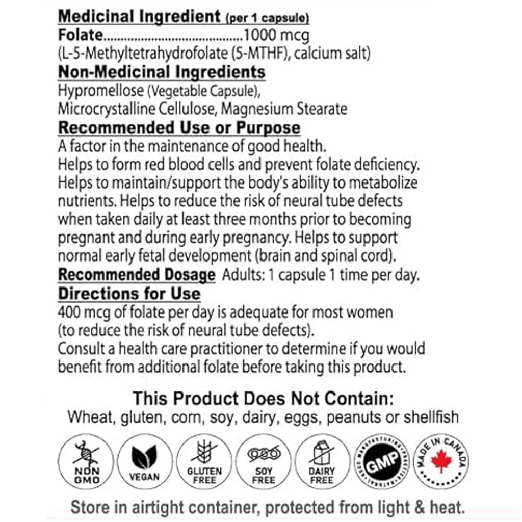 Nutridom METHYL FOLATE 1000, 90 VCaps