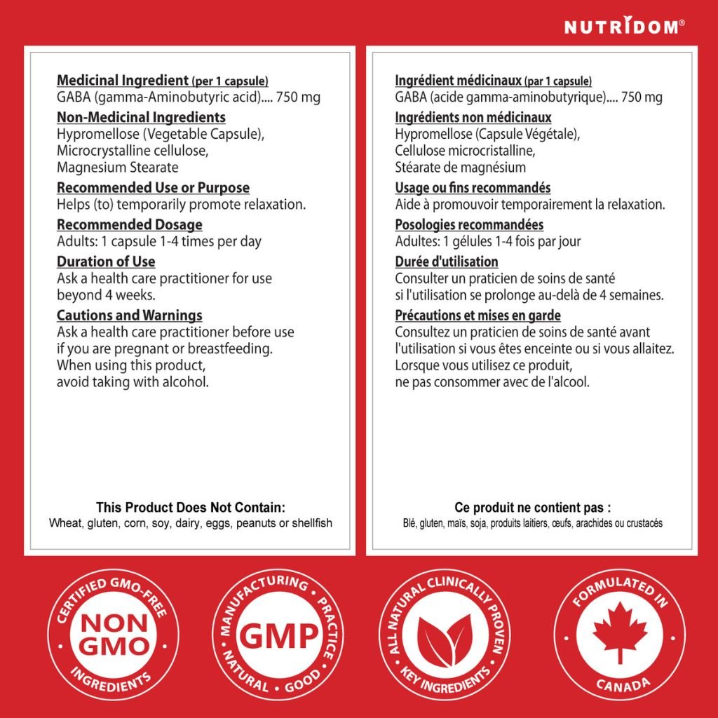 Nutridom GABA 750mg, 120 VCaps