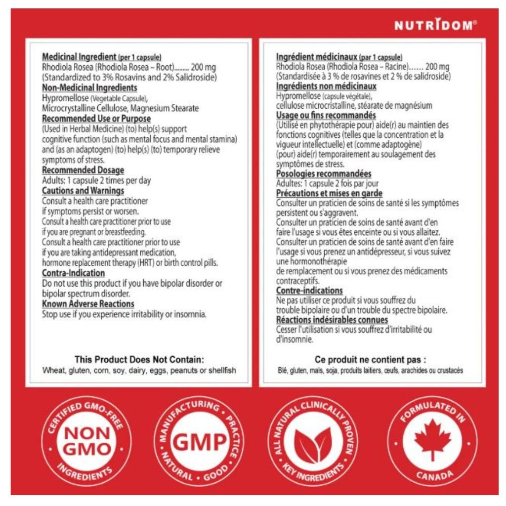 Nutridom RHODIOLA, 200mg, 60 VCaps