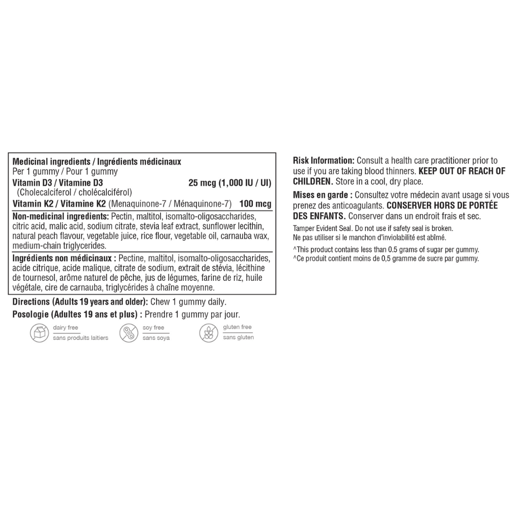 Youtheory VITAMIN K2+D3 ZERO SUGAR GUMMIES, 60 Gummies