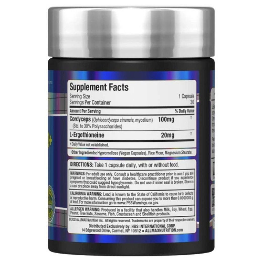 Allmax EGT20+ (L-Ergothioneine & Cordyceps), 30 VCaps